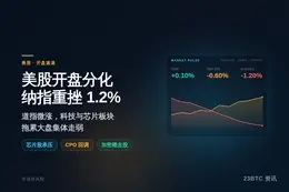 美股开盘分化：道指微涨，纳指跌1.2%