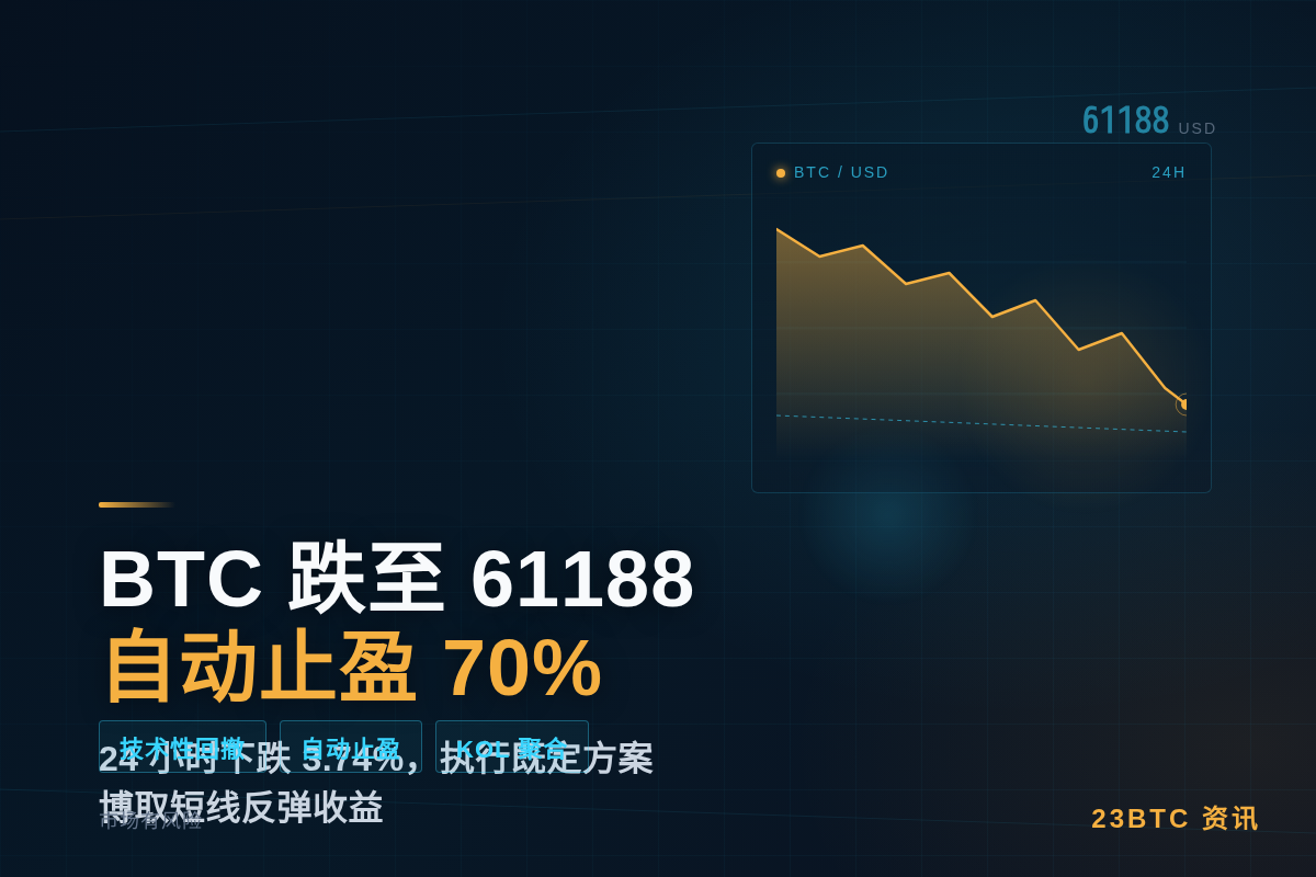 BTC跌至61188，自动止盈70%