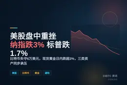 美股盘中重挫：纳指跌3%，标普跌1.7%