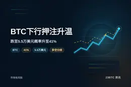 P网：BTC跌至5.5万概率升至41%