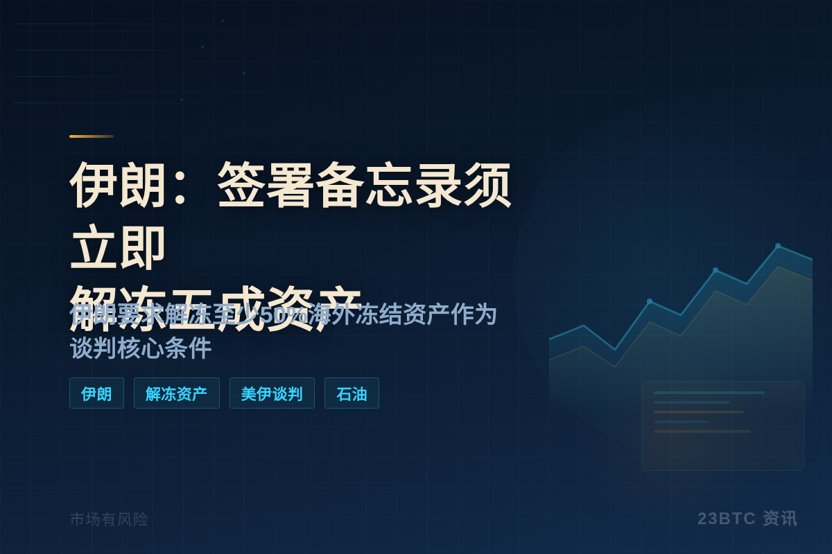 伊朗：签署备忘录须立即解冻五成资产