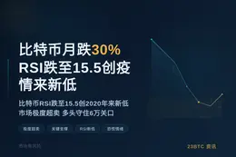 比特币月跌30% RSI跌至15.5创疫情来新低