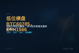 低位横盘BTC60785，ETH1566