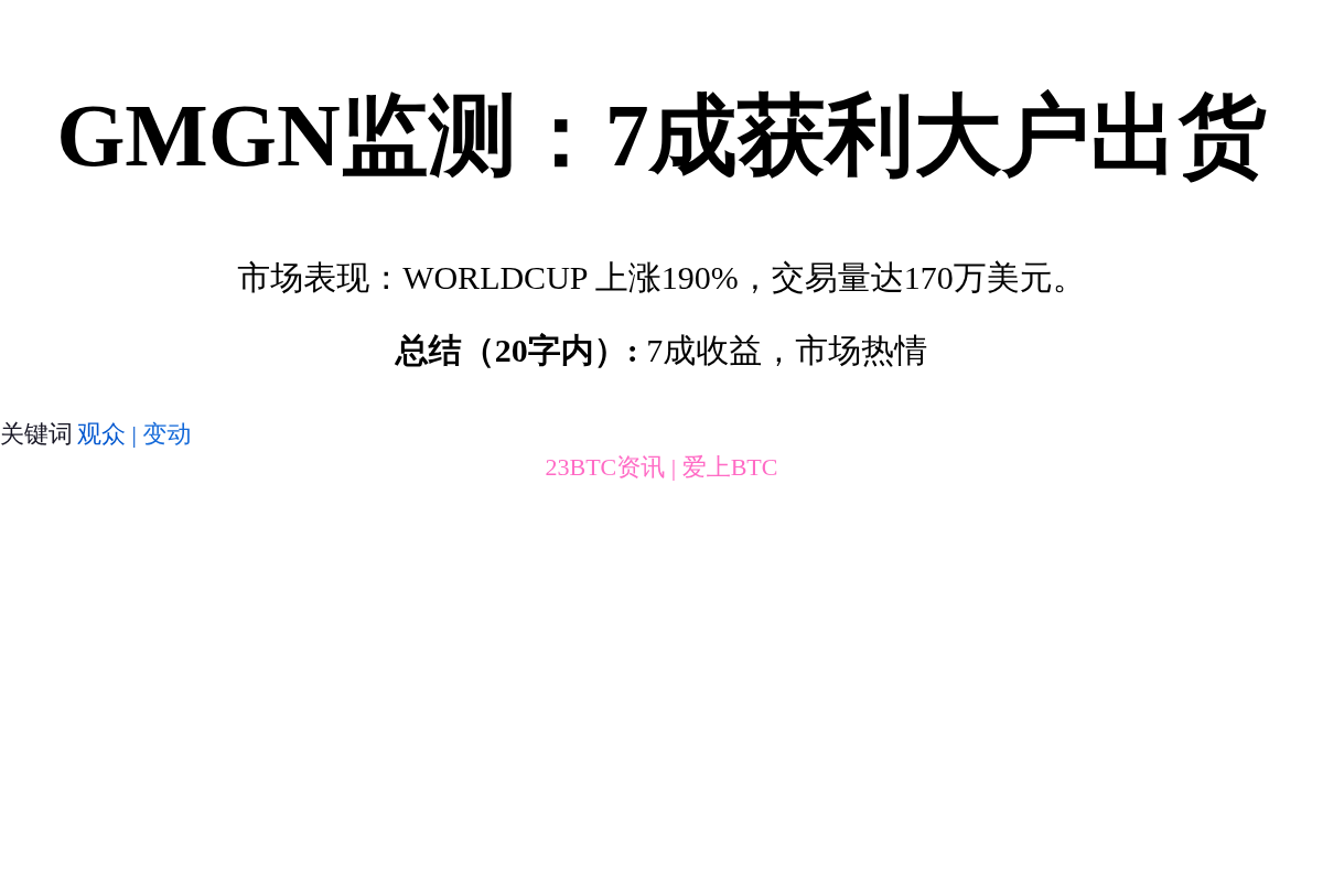 GMGN监测:7成获利大户出货插图1 GMGN监测:7成获利大户出货