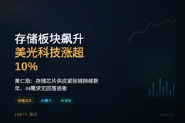 存储板块飙升，美光科技涨超10%，黄仁勋称供应紧张将持续数年
