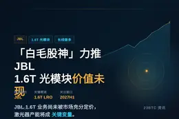「白毛股神」力推JBL：1.6T光模块价值未现，2027年迎