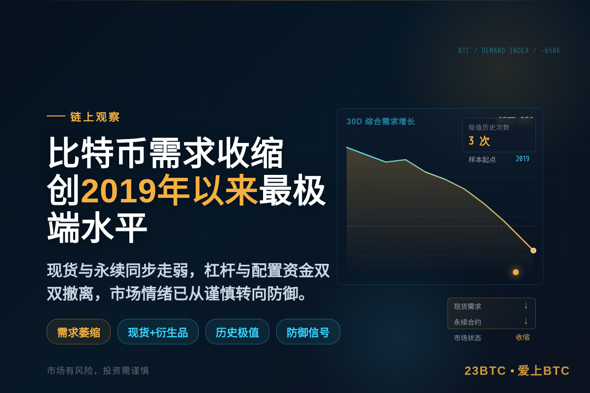 比特币需求收缩创2019年以来最极端水平