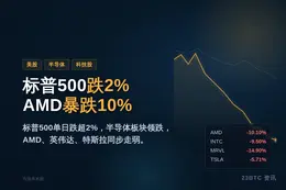 标普500跌2%，AMD暴跌10%，INTC跌9.5%