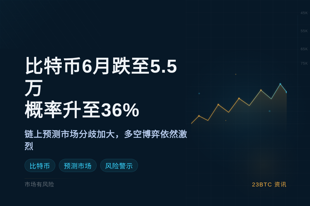 比特币6月跌至5.5万概率升至36%