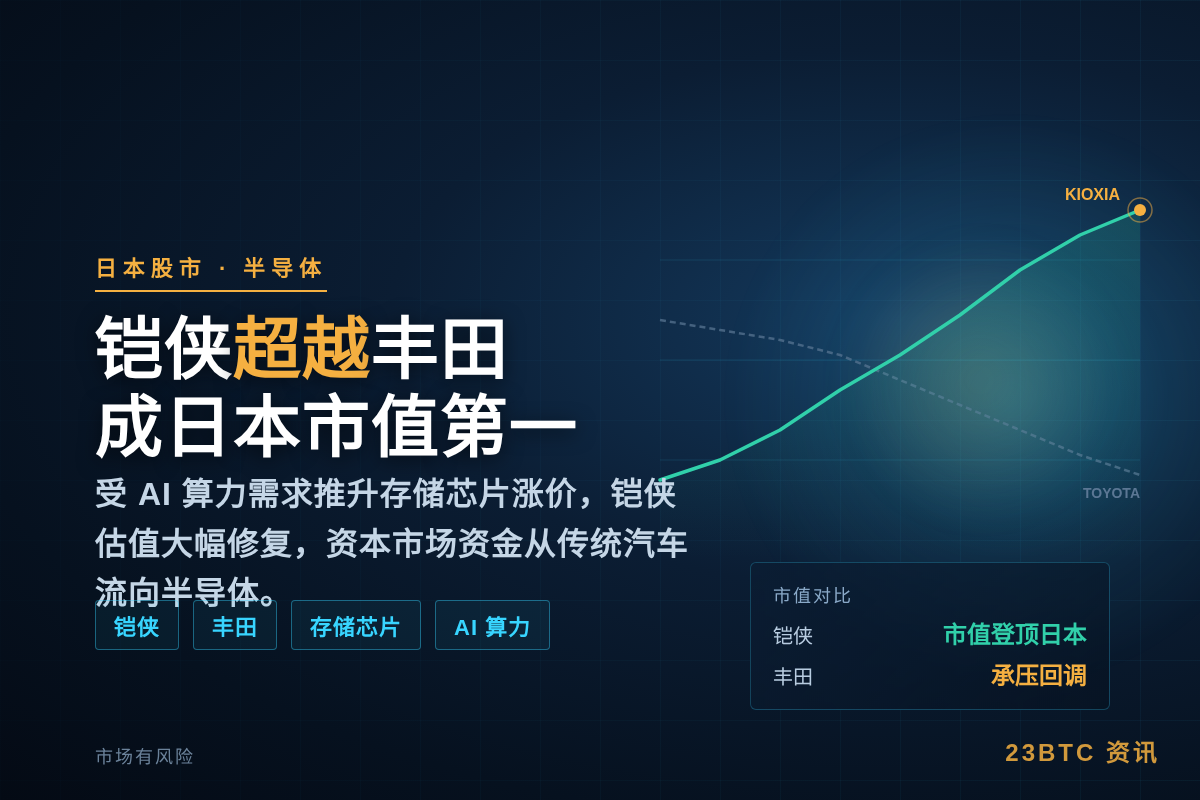 铠侠超越丰田,成日本市值第一插图1 铠侠超越丰田,成日本市值第一