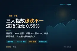 美股开盘三大指数涨跌不一，道指涨0.59%