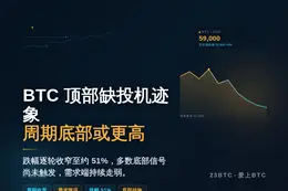 比特币顶部缺投机迹象，周期底部或更高