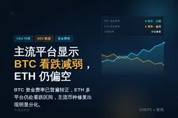 主流CEX、DEX显示BTC看跌减弱，ETH仍偏空