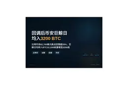 回调后币安巨鲸日均入3200 BTC
