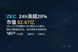 ZEC24h涨超20%市值82.67亿