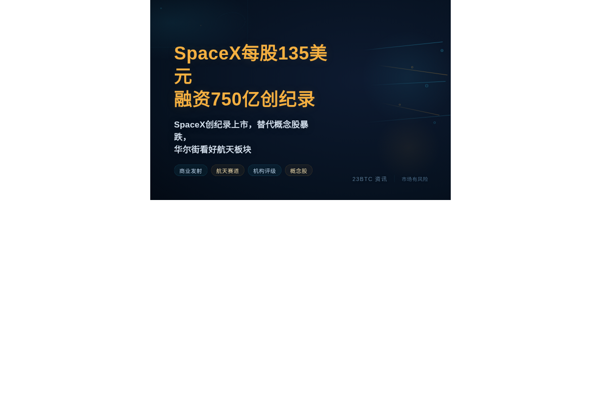 SpaceX每股135美元融资750亿创纪录插图1 SpaceX每股135美元融资750亿创纪录