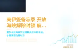 美伊签备忘录 开放海峡解除封锁 航运恢复需时间