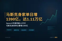 马斯克身家单日增1390亿，达1.11万亿
