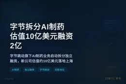 字节拆分AI制药估值10亿美元融资2亿