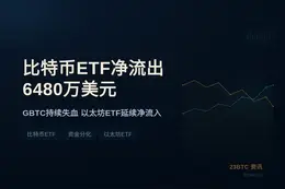 比特币ETF昨日净流出6480万美元