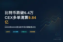比特币跌破6.4万，CEX多单清算9.84亿