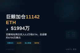 巨鲸加仓11142ETH，$1994万