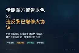 伊朗军方警告以色列违反黎巴嫩停火协议