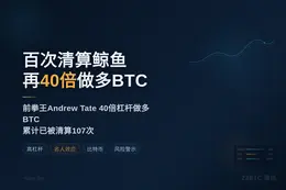 百次被清算鲸鱼再40倍做多BTC