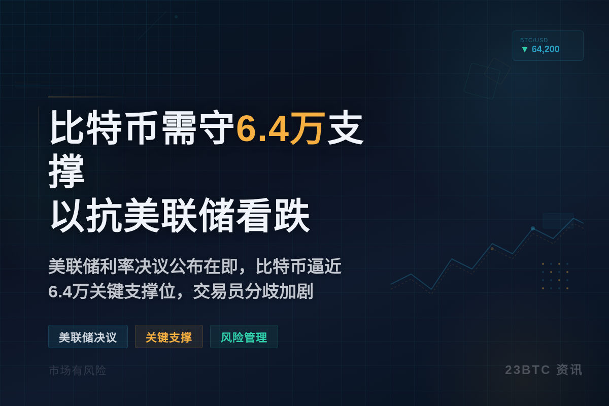 比特币需守6.4万支撑以抗美联储看跌