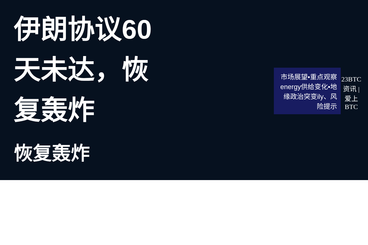伊朗协议60天未达，恢复轰炸