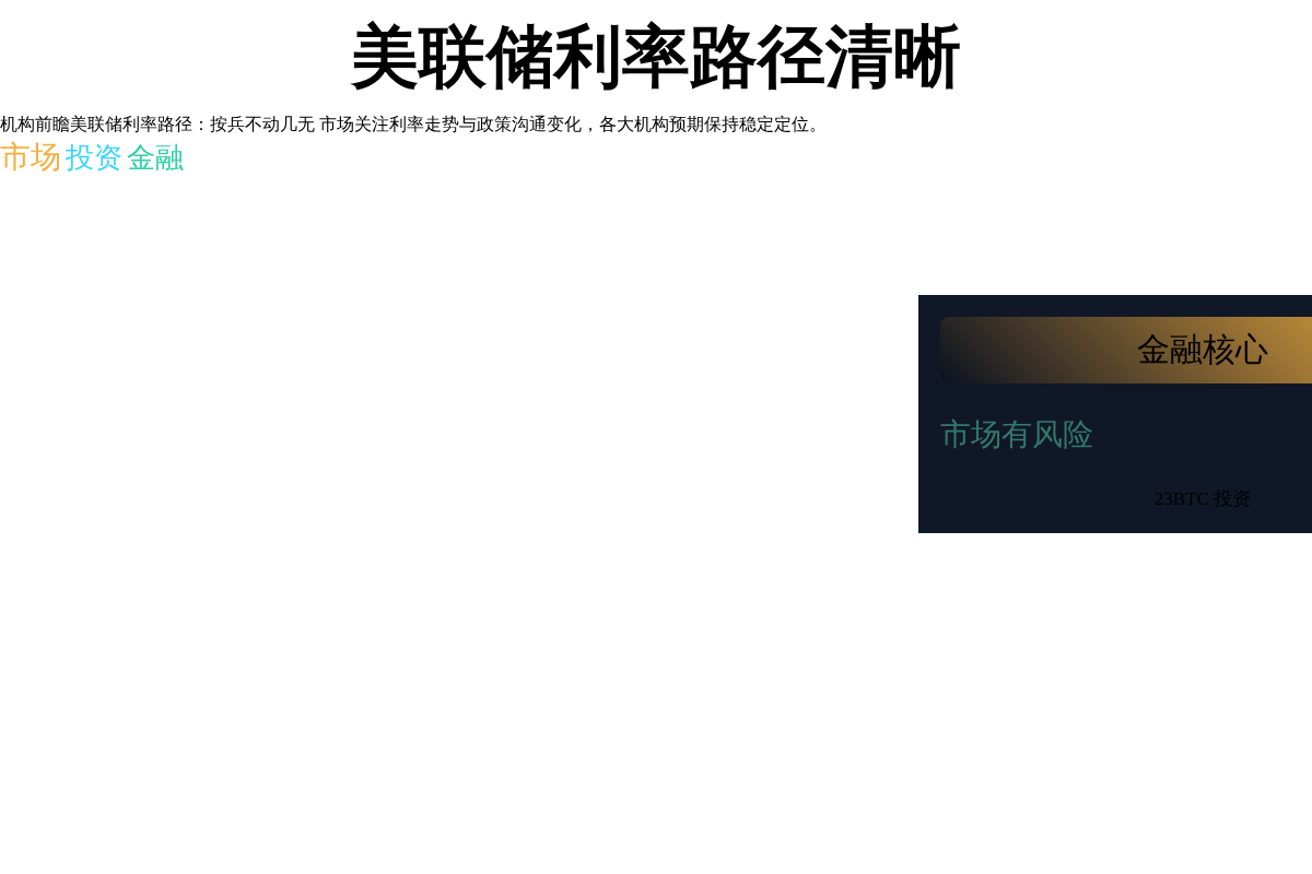 美联储利率路径清晰
机构前瞻美联储利率路径:按兵不动几无插图 美联储利率路径清晰
机构前瞻美联储利率路径:按兵不动几无