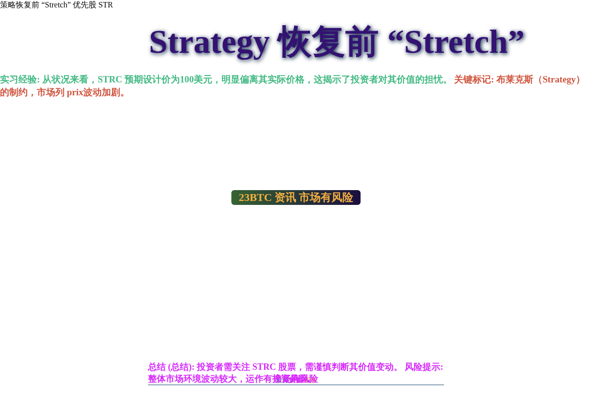 Strategy 恢复前 “Stretch” 优先股 STR插图1 Strategy 恢复前 “Stretch” 优先股 STR