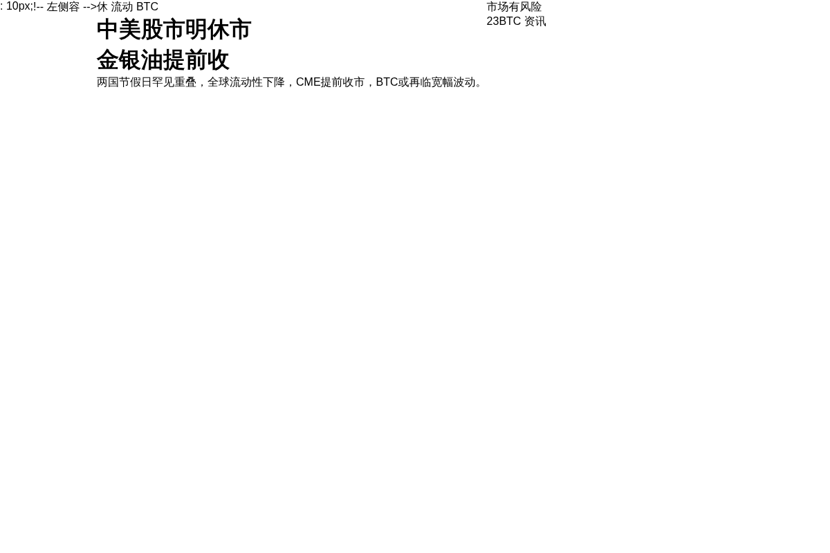 中美股市明休市 金银油交易提前收插图 中美股市明休市 金银油交易提前收