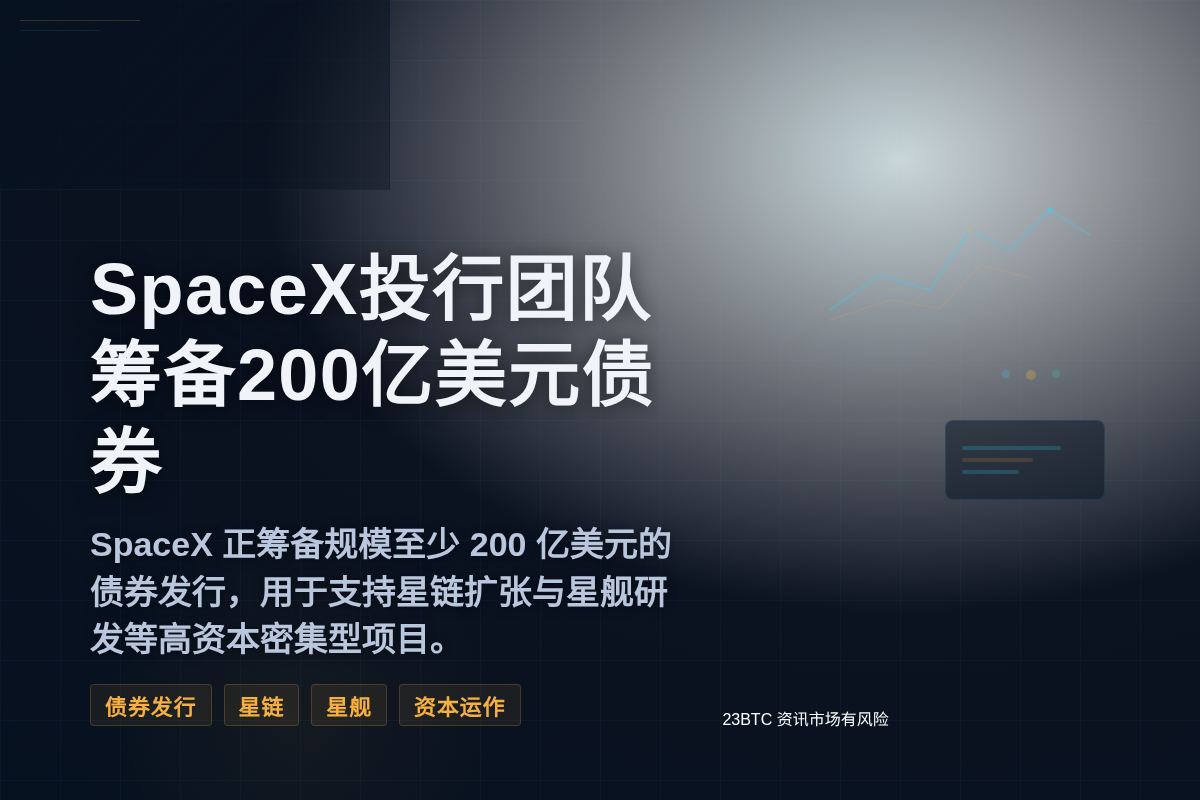 SpaceX投行团队筹备200亿美元债券发行插图1 SpaceX投行团队筹备200亿美元债券发行
