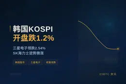 韩国KOSPI开盘跌1.2%