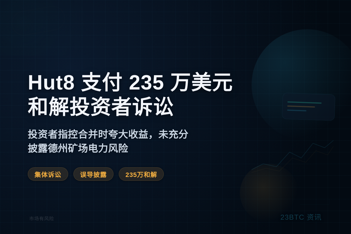 Hut8支付235万美元和解投资者诉讼