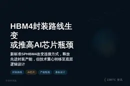 HBM4封装路线生变，或推高AI芯片瓶颈