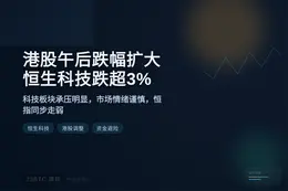 港股午后跌幅扩大，恒生科技跌超3%