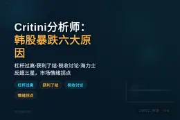 Critini分析师：韩股暴跌六大原因