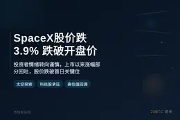 SpaceX股价跌3.9% 跌破开盘价