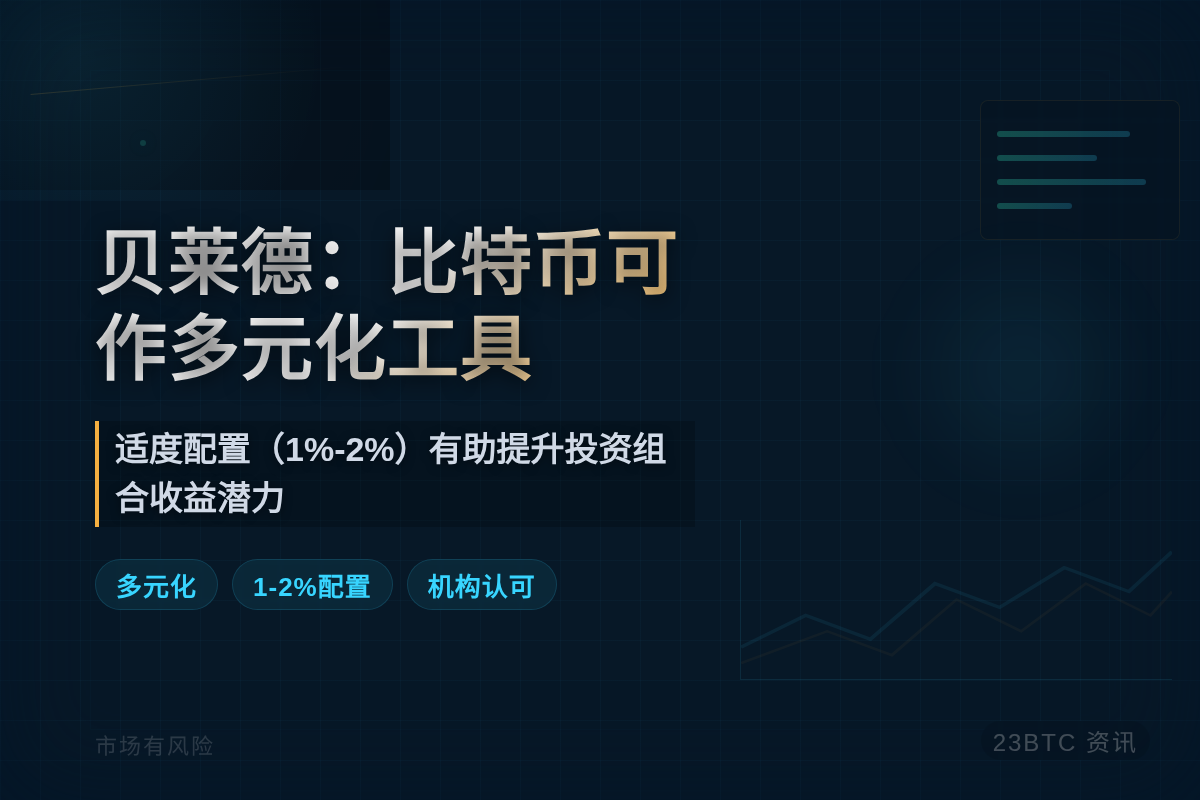 贝莱德:比特币可作多元化工具,适度配置助增收益插图1 贝莱德:比特币可作多元化工具,适度配置助增收益