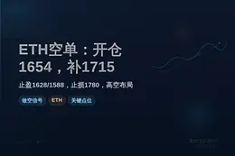 2026-06-23 16:37:05 ETH空单：开仓1654，补1715，止盈1628/1588，止损1780