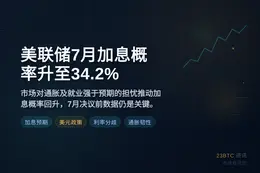 美联储7月加息概率降至34.2%