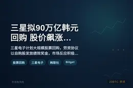 三星拟90万亿韩元回购，股价飙涨9.35%