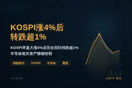 KOSPI涨4%后转跌超1%