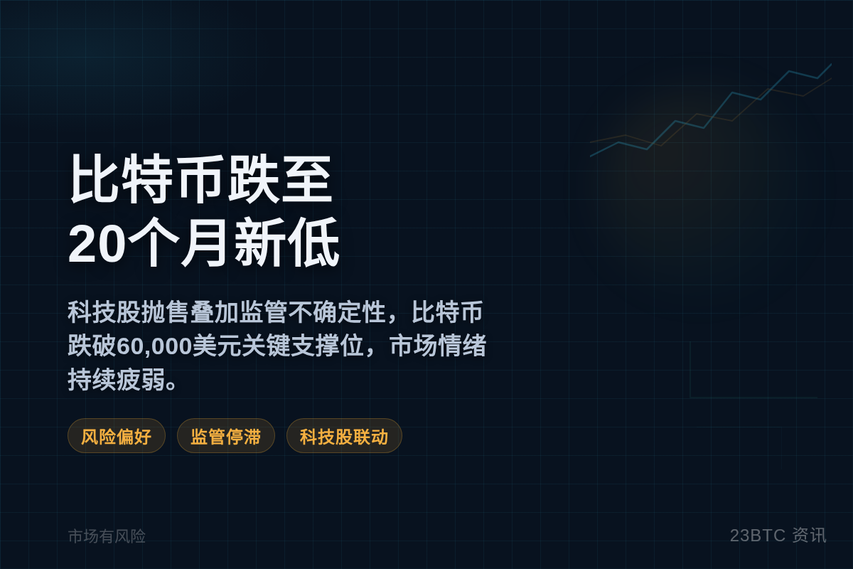 比特币跌至20个月新低