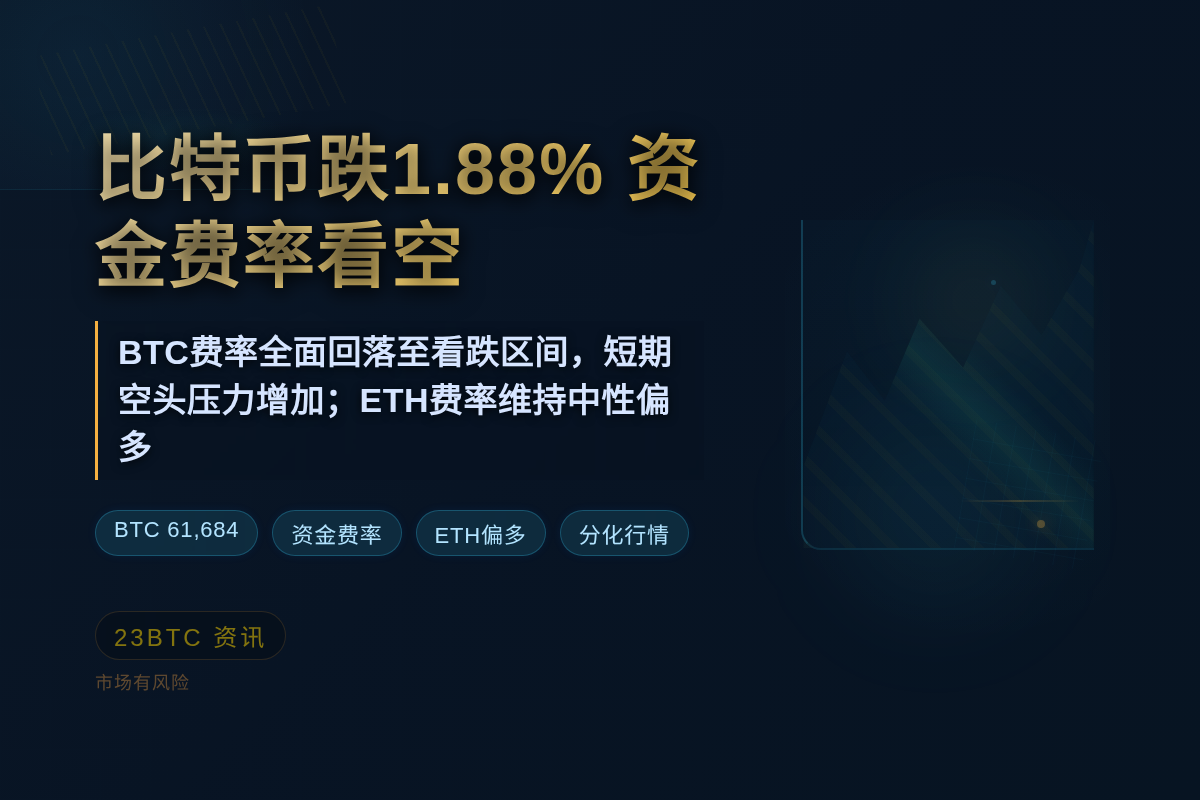 比特币报61,684.51美元，24小时跌1.88%