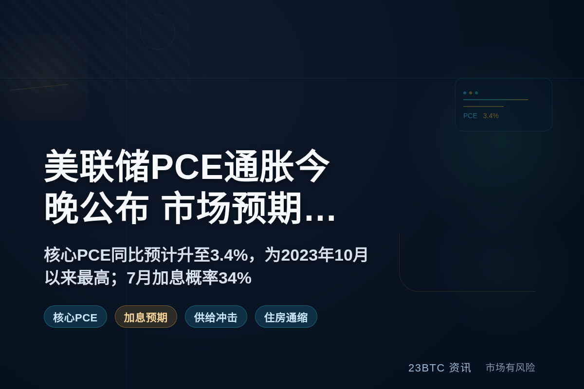 美联储PCE通胀指标今晚公布，市场预期5月显著上行