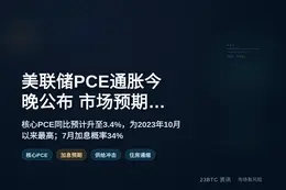美联储PCE通胀指标今晚公布，市场预期5月显著上行
