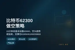 2026-06-25 06:07:29 比特币62300做空，止损63000。